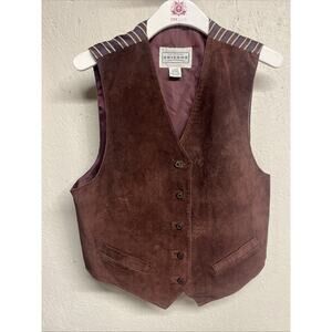 Arizona Jean Company Maroon Wine Suede Leather Western Waistcoat Vest Large 90s
